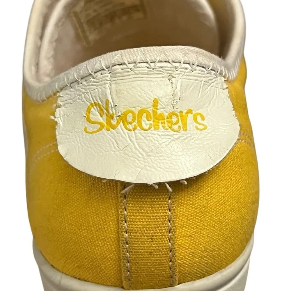 Vtg 90s Y2K Skechers “S” Cali Platform Wedge Sneaker Shoe Yellow White Lace Up 7 - Picture 14 of 15